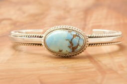Navajo Artist Artie Yellowhorse Golden Hill Turquoise Sterling Silver Bracelet